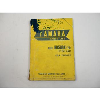Yamaha RD50DX Model 1976 Type 353 Ersatzteilliste Spare Parts List Catalog