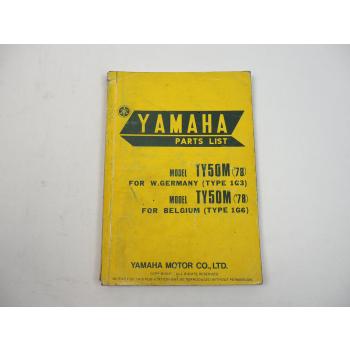 Yamaha TY50M Type 1G3 for Germany 1G6 for Belgium Parts List Catalog 1978