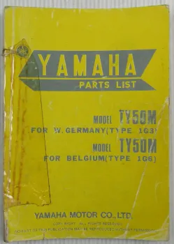 Yamaha TY50M Type 1G3 for Germany / 1G6 for Belgium Spare Parts List Catalog
