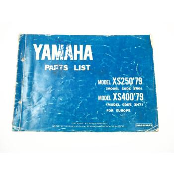 Yamaha XS250 XS400 1979 3N6 3N7 Parts List Teilekatalog Ersatzteilliste