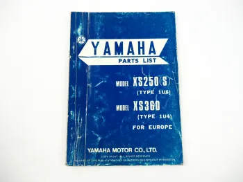 Yamaha XS250S 1U5 XS360 1U4 1976 Ersatzteilkatalog Parts list Ersatzteilliste