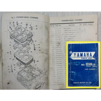 Yamaha XS500 Type 1H2 for Europe Parts list Ersatzteilliste Teilekatalog 1976