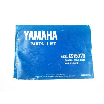 Yamaha XS750 Type 3G9 for Europe Spare Parts List Ersatzteilliste 1979
