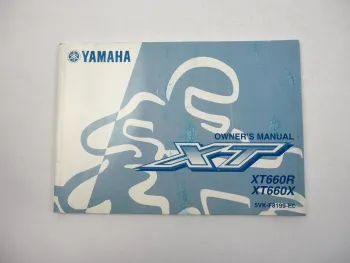 Yamaha XT660R XT660X Owners Manual Betriebsanleitung 2003 englisch