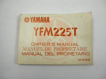 Yamaha YFM225T 2HT Owners Manual Betriebsanleitung 1986 englisch