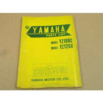 Yamaha YZ100C YZ125X Spare Parts List Teilekatalog Ersatzteilliste 1975