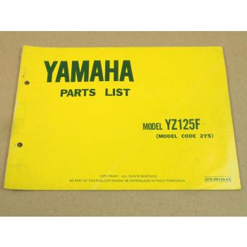 Yamaha YZ125F 2Y5 Teilekatalog Ersatzteilkatalog Parts List 1978