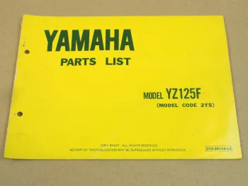 Yamaha YZ125F 2Y5 Teilekatalog Ersatzteilkatalog Parts List 1978