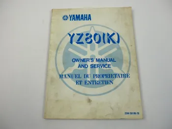 Yamaha YZ80K 22W Wartungshandbuch Owners Service Manual 1982