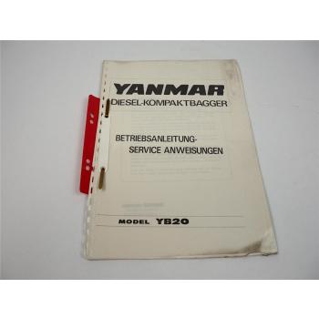 Yanmar Diesel Kompaktbagger YB 20 Betriebsanleitung Service Wartung