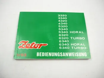 Zetor 3320 4320 5320 6320 3340 bis 6340 Horal Turbo Betriebsanleitung 1993