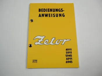 Zetor 4911 5911 5945 6911 6945 Betriebsanleitung Bedienungsanleitung Wartung