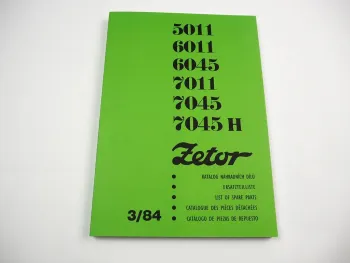 Zetor 5011 6011 6045 7011 7045 7045H Ersatzteilliste Spare Parts List 1984