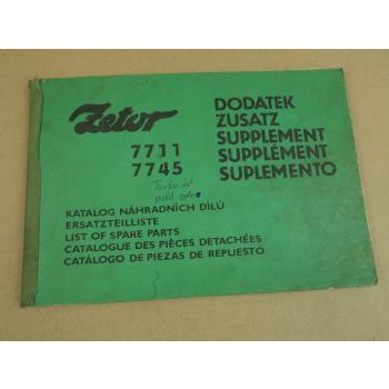 Zetor 7711 7745 Schlepper Nachtrag zur Ersatzteilliste 1985 Supplement Parts Lis
