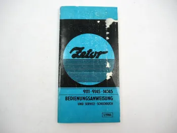 Zetor 9111 9145 14145 Traktor Betriebsanleitung Wartung Scheckbuch 1986