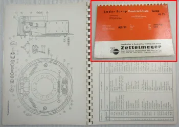 Zettelmeyer Europ KL25 Lader Ersatzteilliste Parts List ca 1960/70iger Jahre