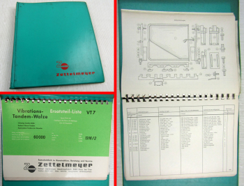 Zettelmeyer VT7 Walze Ersatzteilliste Pieces Rechange Parts List 1960er Jahre