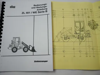 Zettelmeyer ZL 401 WE Serie B Radlader Bedienungsanleitung Schaltplan 1991