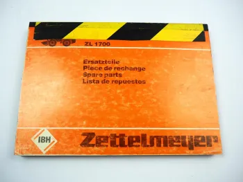 Zettelmeyer ZL1700 Radlader Ersatzteilliste Ersatzteilkatalog Parts List 1981