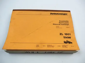 Zettelmeyer ZL1801 THW Radlader Ersatzteilliste Spare Parts List 1990