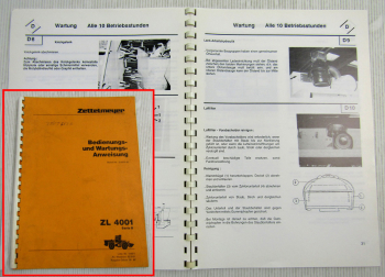 Zettelmeyer ZL4001 Serie B Lader Bedienungsanleitung Betrieb und Wartung 8/1989