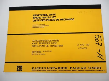 ZF 2AVG 110 Achsverteilergetriebe Ersatzteilliste Liebherr Parts List 04/1991