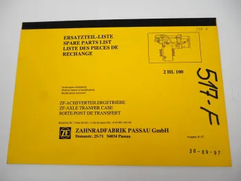 ZF 2HL 100 Achsverteilergetriebe Ersatzteilliste Liebherr Parts List 01/1997