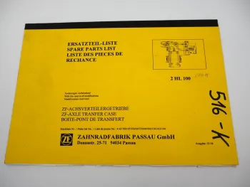 ZF 2HL 100 Achsverteilergetriebe Ersatzteilliste Liebherr Parts List 03/1994