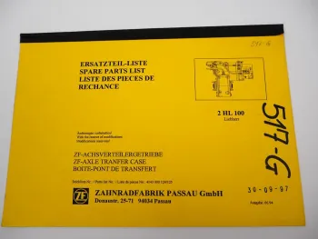 ZF 2HL 100 Achsverteilergetriebe Ersatzteilliste Liebherr Parts List 06/1994