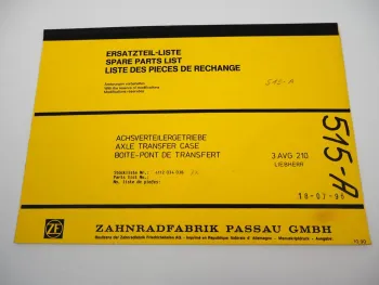 ZF 3AVG 210 Achsverteilergetriebe Ersatzteilliste Liebherr Parts List 10/1990