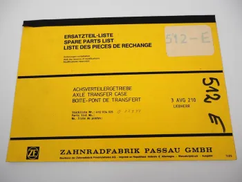 ZF 3AVG 210 Achsverteilergetriebe Ersatzteilliste Liebherr Parts List 11/1989