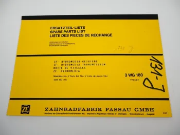 ZF 3WG 180 Hydromedia Getriebe Ersatzteilliste Valmet Parts List 09/1989