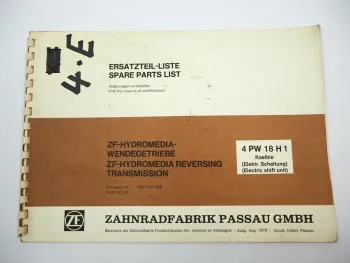ZF 4 PW 18 H 1 Hydromedia Wendegetriebe Ersatzteilliste Kaelble Parts List 8/76