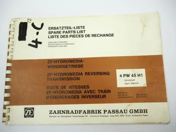 ZF 4 PW 45 H1 Getriebe Ersatzteilliste Zettelmeyer Djuro Djakovic Parts List 3/78