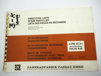 ZF 4 PW 45 H1 Hydromedia Wendegetriebe Ersatzteilliste Volvo B.M. Parts List 78