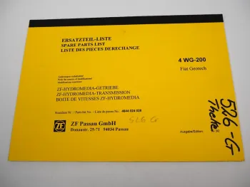 ZF 4 WG-200 Hydromedia Getriebe Ersatzteilliste Fiat Geotech Parts List 10/1990