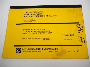 ZF 4 WG-200 Hydromedia Getriebe Ersatzteilliste Zettelmeyer Parts List 03/1993