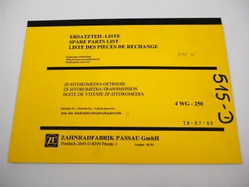 ZF 4 WG-250 Hydromedia Getriebe für Baumaschinen Ersatzteilliste Parts List 93