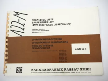ZF 4 WG 65 II Getriebe Ersatzteilliste Kaelble Schopf Menck Hambrock 12/1984