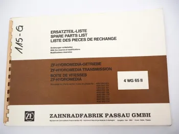 ZF 4 WG 65 II Getriebe Ersatzteilliste Kaelble Schopf Menck Hambrock 12/1984
