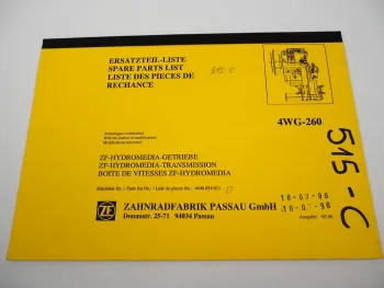 ZF 4WG-260 Hydromedia Getriebe Ersatzteilliste John Deere JCB Liebherr Kaelble 96