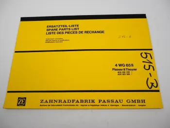 ZF 4WG-65 II Hydromedia Getriebe Ersatzteilliste Plasser & Theurer Parts List 84