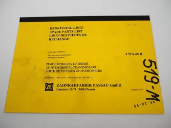 ZF 4WG-65 II Hydromedia Getriebe Ersatzteilliste Plasser & Theurer Parts List 87