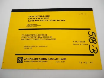 ZF 4WG-65 II Hydromedia Getriebe Ersatzteilliste Plasser & Theurer Parts List 93