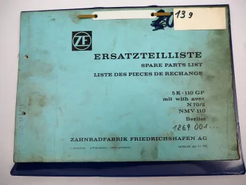 ZF 5 K -110 GP Allklauen Getriebe Ersatzteilliste Berliet Spare Parts List 9/76