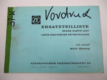 ZF 5 S -110 GP Synchroma Getriebe Ersatzteilliste MAN Büssing Parts List 03/1977
