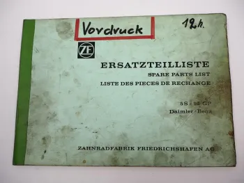 ZF 5 S-92 GP Synchroma Getriebe Ersatzteilliste Daimler-Benz Parts List 01/1981