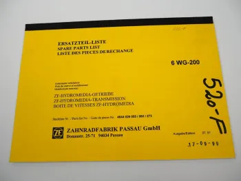 ZF 6 WG-200 Getriebe Ersatzteilliste Potain Poclain Faun O&K Parts List 07/1991