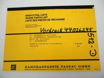 ZF 6 WG-200 Getriebe Ersatzteilliste Potain Poclain PPM Krane Parts List 6/1991