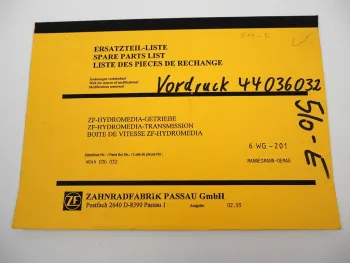 ZF 6 WG-201 Hydromediagetriebe Ersatzteilliste Mannesmann-Demag Parts List 2/93